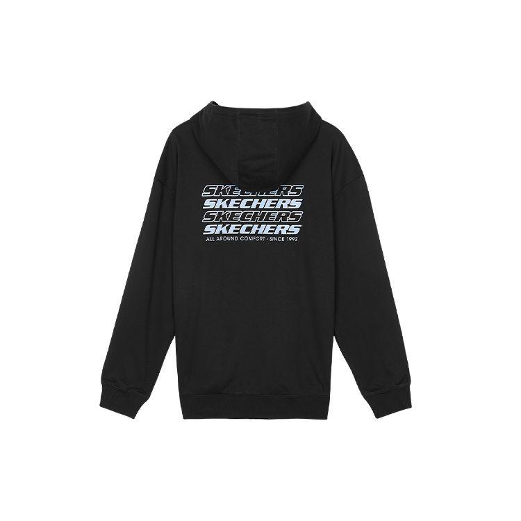 Skechers Яркая Повседневная Серия Худи с Капюшоном и Принтом Букв Унисекс Свитшот Угольно-Черный L122U250-0018