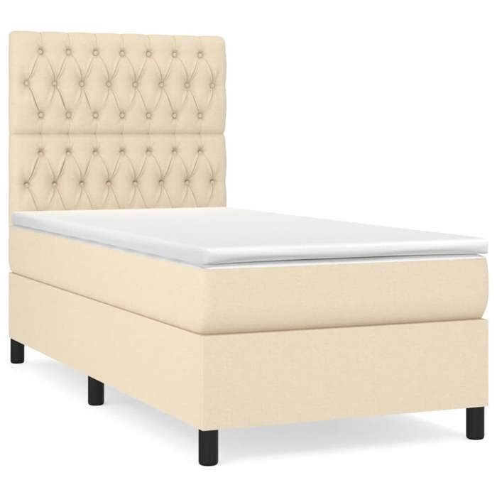 Maison Exclusive - Sommier à lattes de lit et matelas Crème 90x190 cm Tissu
