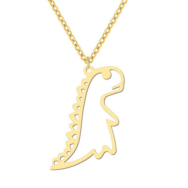 Stylish Cute Cutout Simple Stainless Steel Cartoon Dinosaur Necklace Pop Punk Party Hip Hop Goth Holiday Couple Gift Personality