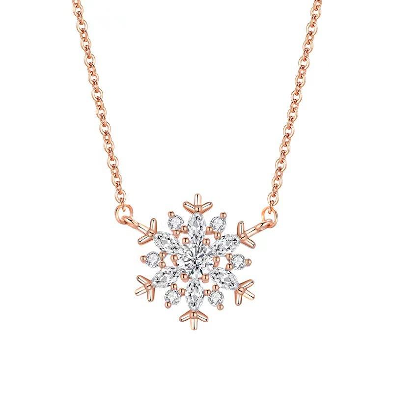 Ожерелье из циркона в виде снежинки, женский простой нишевый дизайн, высококлассная легкая роскошная подвеска, цепочка для ключицы, подарочная бижутерия для девушки