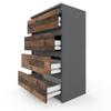 Chest of Drawers with 4 Drawers Gray Vintage 60CM TV Cabinet Living Room Furniture Sideboard