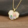 Nidin Hot Sale Flower/Butterfly Art Design Enamel Oil Drop Pearl Charm Pendant Necklace For Women Heart/Round Delicate Jewelry