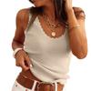Женские летние вязаные майки Дамские майки без рукавов с квадратным вырезом Футболки Топ