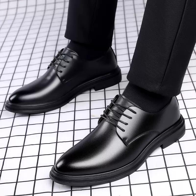 New Leather Shoes Men's Business Dress Genuine Leather Soft Leather Soft Sole Casual Men's Shoes Inner Height Increase Wedding Groom Shoes