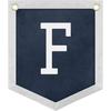 Handmade Felt Alphabet Pennant Banner for Nursery Room Decor - Navy Blue & Beige Educational Wall Hanging for Kids Room 11.8 x 13.8 Inches (B)