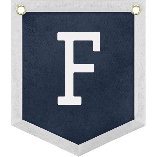 Handmade Felt Alphabet Pennant Banner for Nursery Room Decor - Navy Blue & Beige Educational Wall Hanging for Kids Room 11.8 x 13.8 Inches (B)