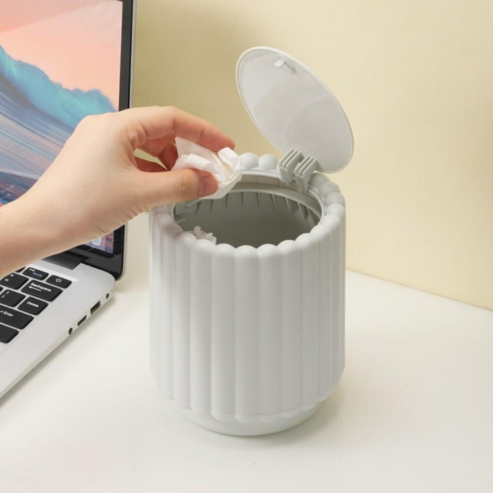 Creative Press Open Lid Desktop Trash Can Sunflower Shape Plastic Garbage Bin Non-slip Large Opening Storage Bucket Home