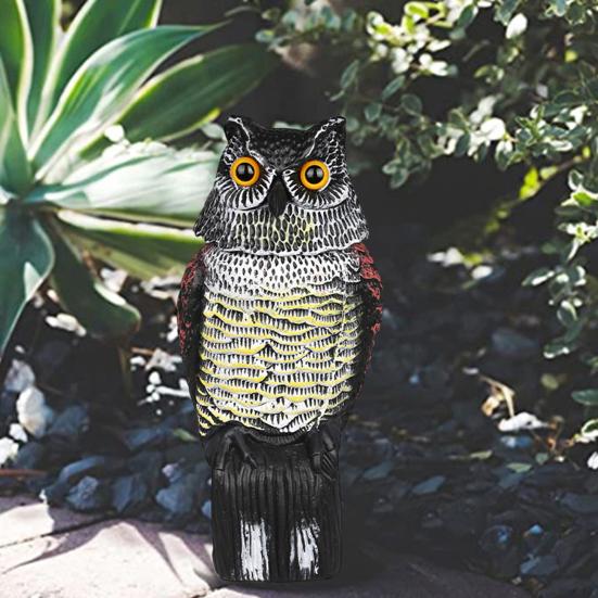 Садовая сова, пугало, устойчивое к атмосферным воздействиям, с вращающейся на 360 градусов головой, отпугивающая птиц и белок статуэтка совы для отпугивания птиц на крыльце патио