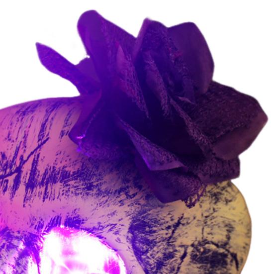 Halloween Skull Statue with Flower Plastic Small Size Human Head Bone Sculpture Collectible Skeleton Figurine for Indoor Outdoor Decor