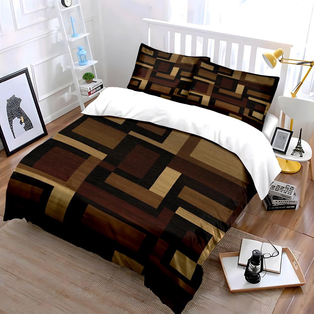 Geometric Pattern Brown Bedding Set Bedding set (1 duvet cover, 2 pillowcases, duvet not included)