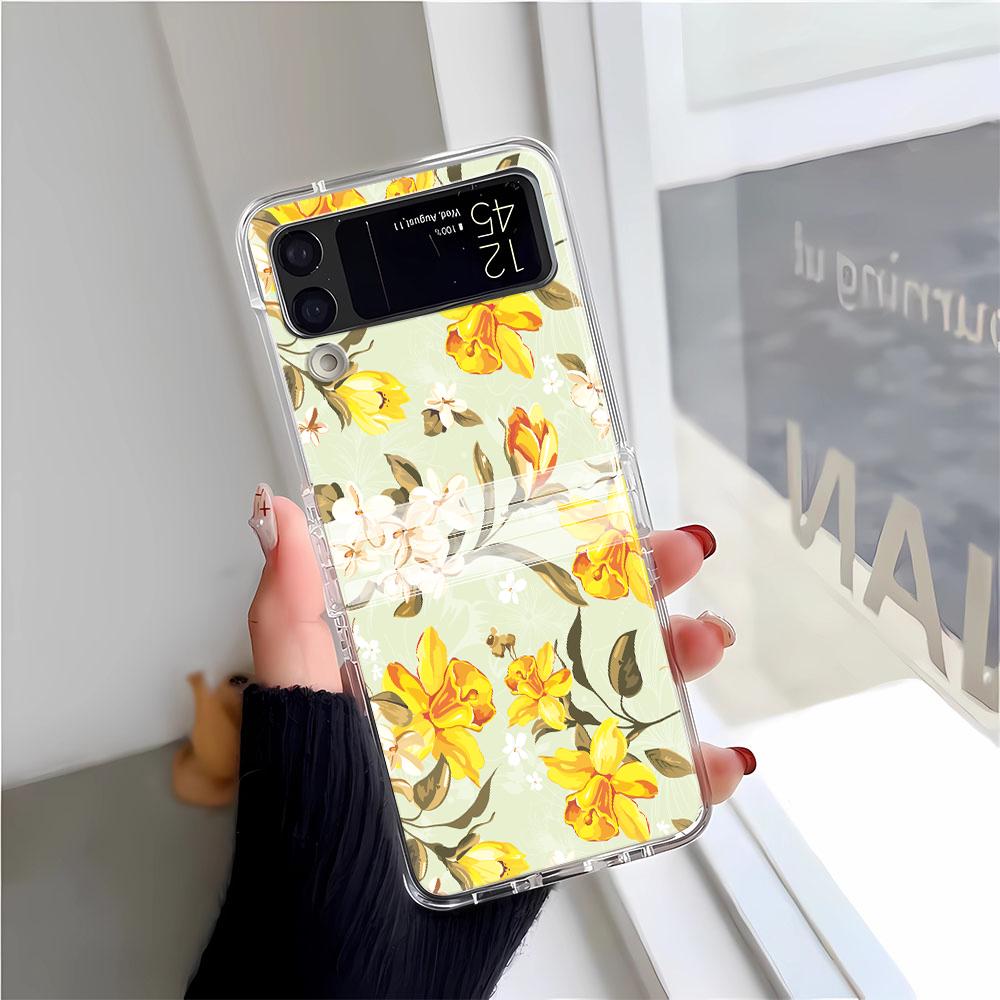 Чехол для телефона 'Стрекоза на цветке' для Samsung Z Flip 3 4 5 6 F711 Чехлы Funda для Samsung Z FLIP 3 4 5 6 Чехол-бампер Funda Coque