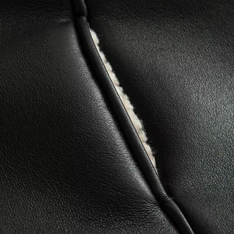 Женская модная кашемировая кожаная куртка в европейском и американском стиле с меховым воротником