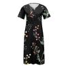 Women's Summer Casual Printed V-Neck Short-Sleeve Swing Dress