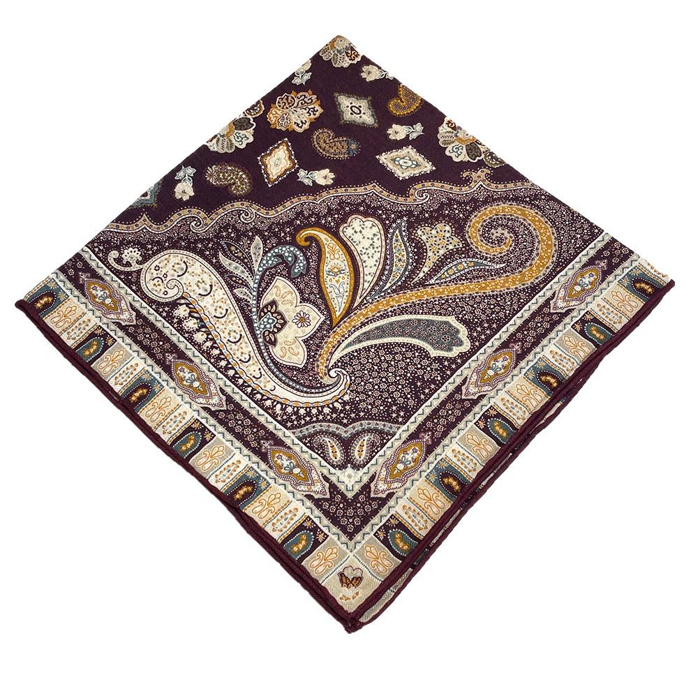 Burgundy Silk Wool Double-Sided Medium Scarf - Autumn/Winter Warm Shawl