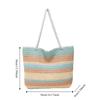 Bohemian Style Strip Weave Bag Beach Handbag Hollow Tote Bag Casual Rainbow Beach Bag  Vacation