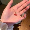 Женское ожерелье, элегантная золотая тонкая цепочка, изящная легкая подарочная гипоаллергенная подвеска в виде красной вишни, модное ювелирное изделие