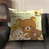 Милая мультяшная аниме наволочка R-Rilakkuma из натурального льна, органической ткани, с двусторонней печатью, для дивана, домашнего декора, подарок