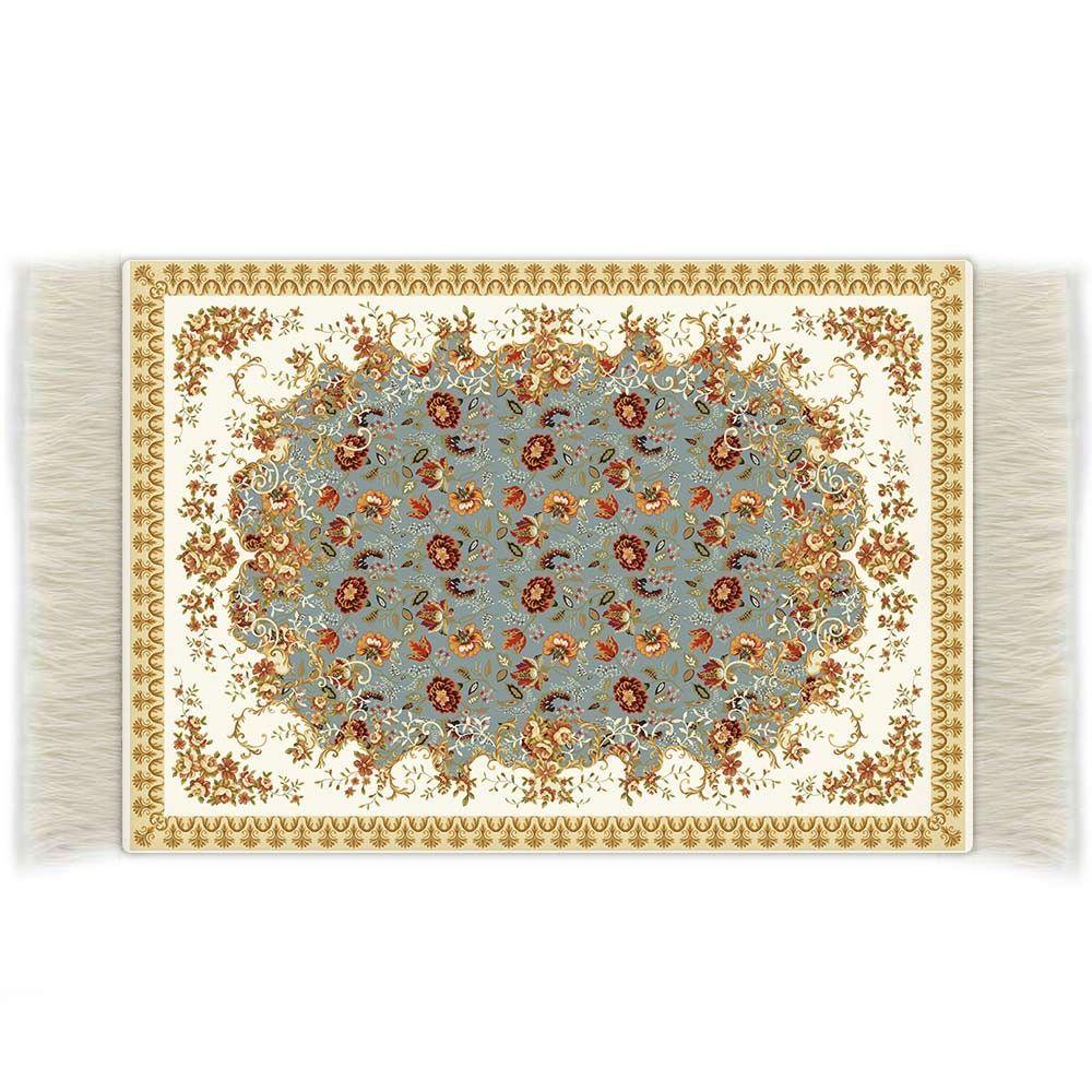 1/12 Dollhouse Carpet Multicolor Miniature Weaving Rug Gift Floral Pattern Cup Mat