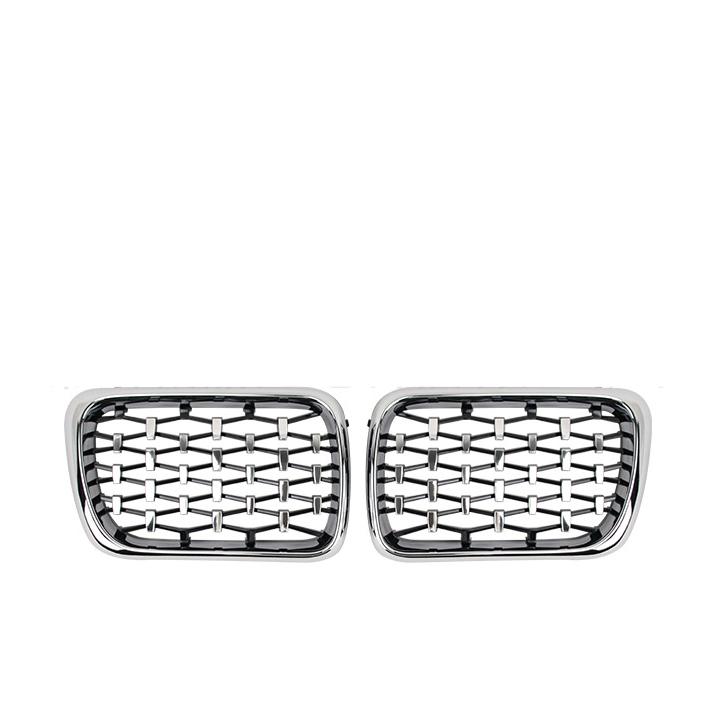 Верхние гоночные решетки в стиле Silver Diamonds для BMW E36 3 серии 1996-1999 Замена решетки-«ноздрей» Diamond Передний бампер