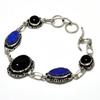 Black Spinel Hememorphite Druzy Gemstone 925 Silver Plated Bracelet 6-8"