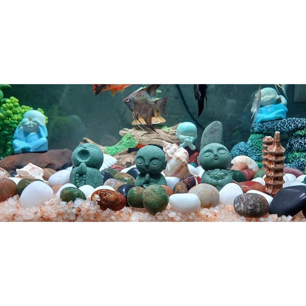 3pcs Japanese Monk Statue Praying Zen Sandstone Mini Baby Buddha Idol Figurine for Wealth Good Luck Bosatsu Feng Shui Home Decor Showpiece