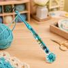 Transparent Handle Crochet Hook Floral Resin Hook, Dried Flower Clear Waterproof Metal Head with Beaded Wristlet for Arthritis Beginners