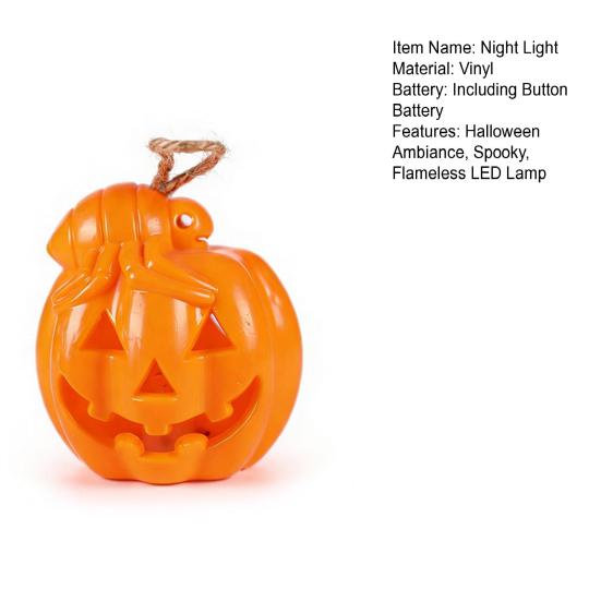 Halloween LED Light Night Light, Flameless Pumpkin Lamp, Decorative Creepy Lamp Atmosphere for Holiday Party Home Decor Indoor Lighting