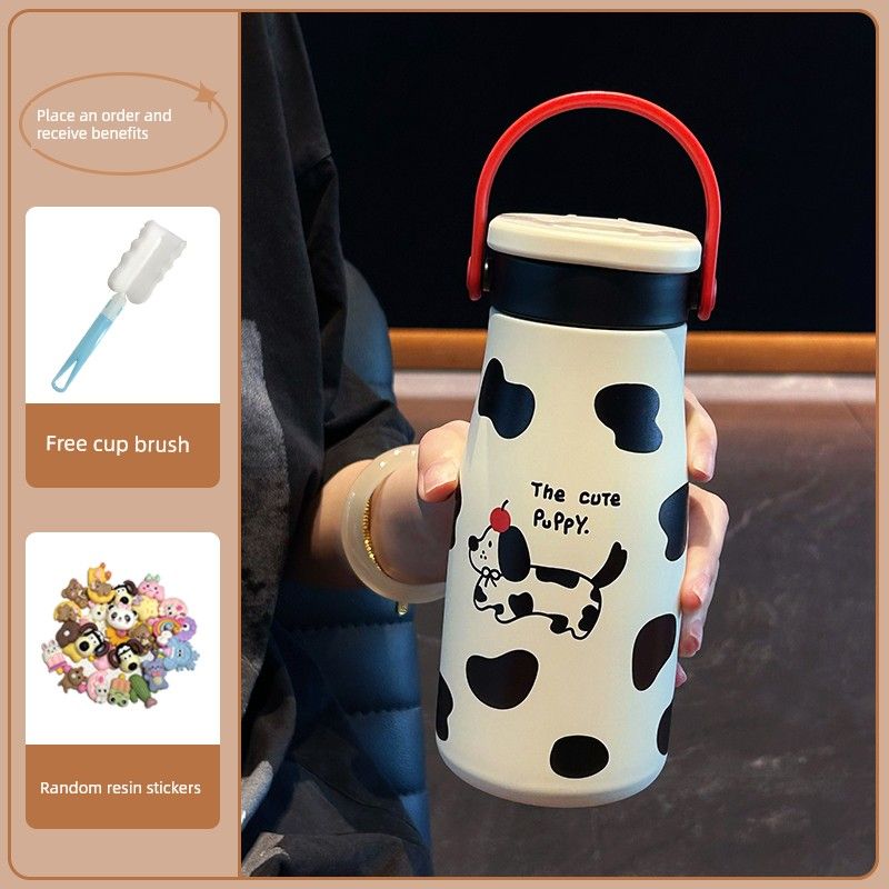 Uk Beloved Dopamine Ceramic Stainless Steel Insulated Cup for Girls, Cute Portable Tea-Water Separation Direct Drinking Cup
