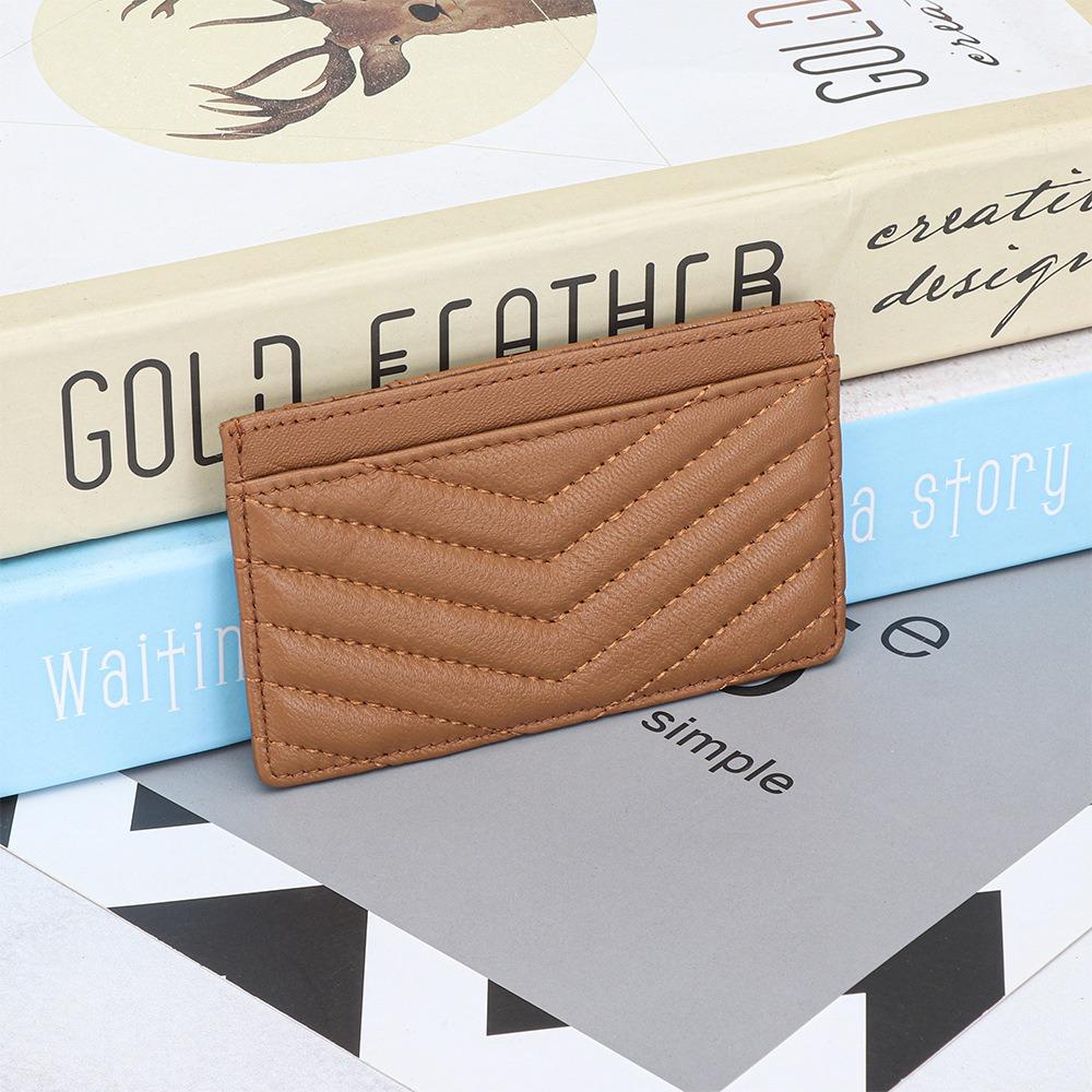Fashion Heart Pattern Card Holder PU Leather Thin Coin Purse Portable Solid Color Women's Card Bag ID Card