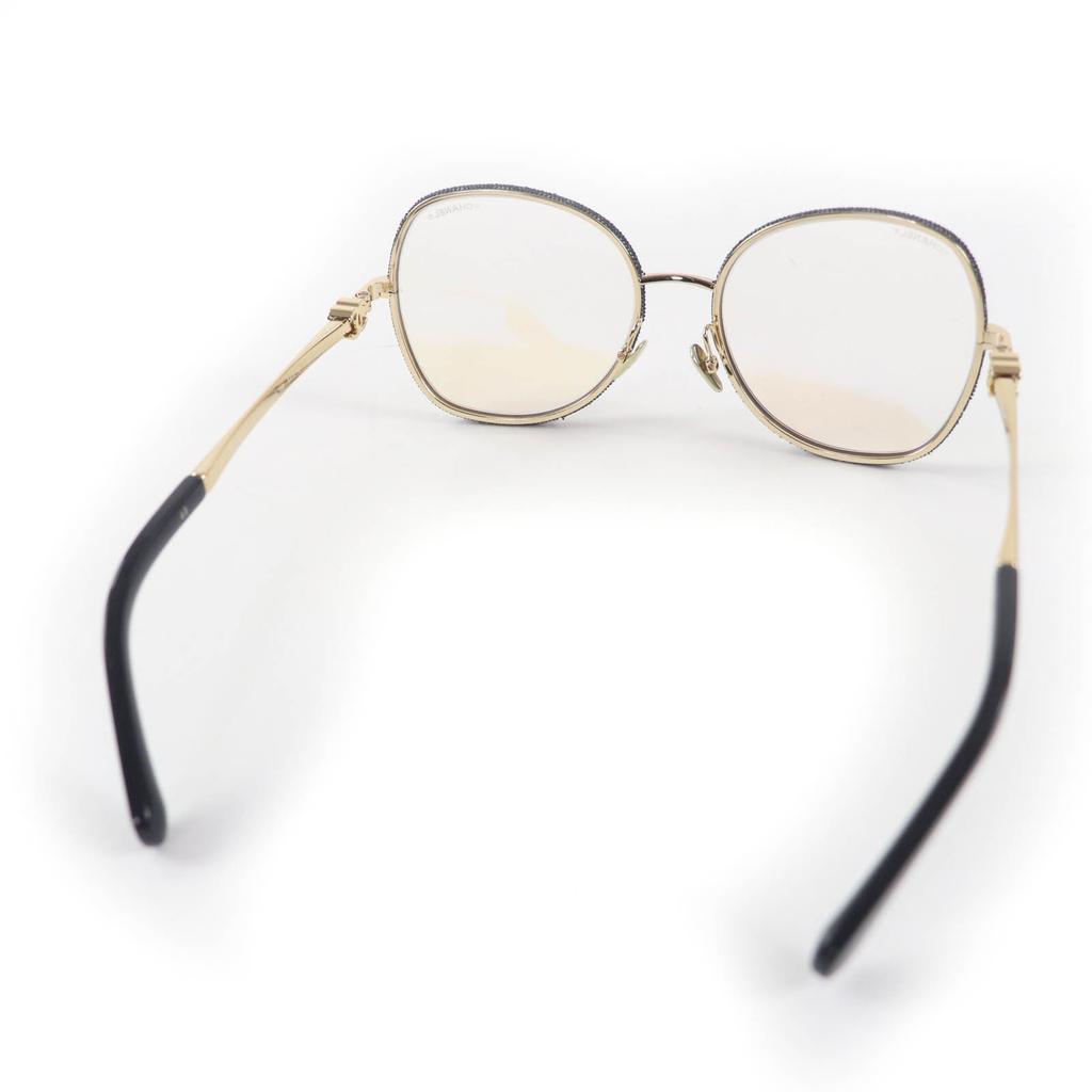 Pristine CHANEL Glasses COCO Mark Round Shape Denim gold Women 2218-S Used