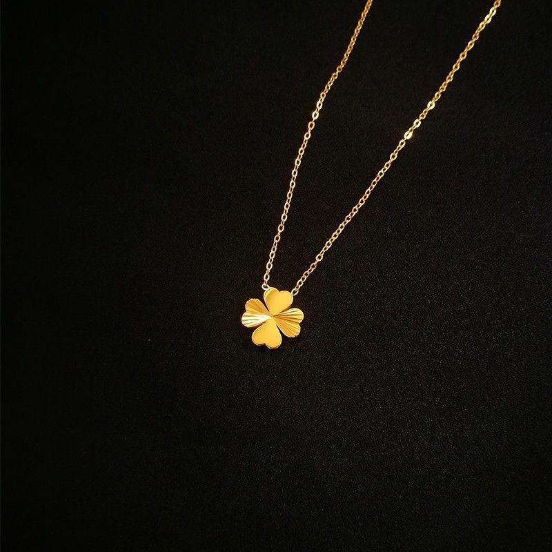 Новая титановая стальная невыцветающая цепочка на ключицу с четырьмя листочками клевера, модное ожерелье, модные универсальные простые украшения