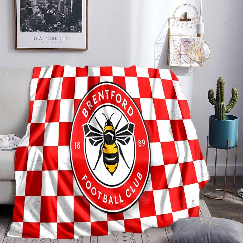 Brent-ford Football Club Crest Throws Blanket Flannel Blankets Plush for Couch Bed Gifts for Men Women Travel picnic blanket Christmas fan gifts