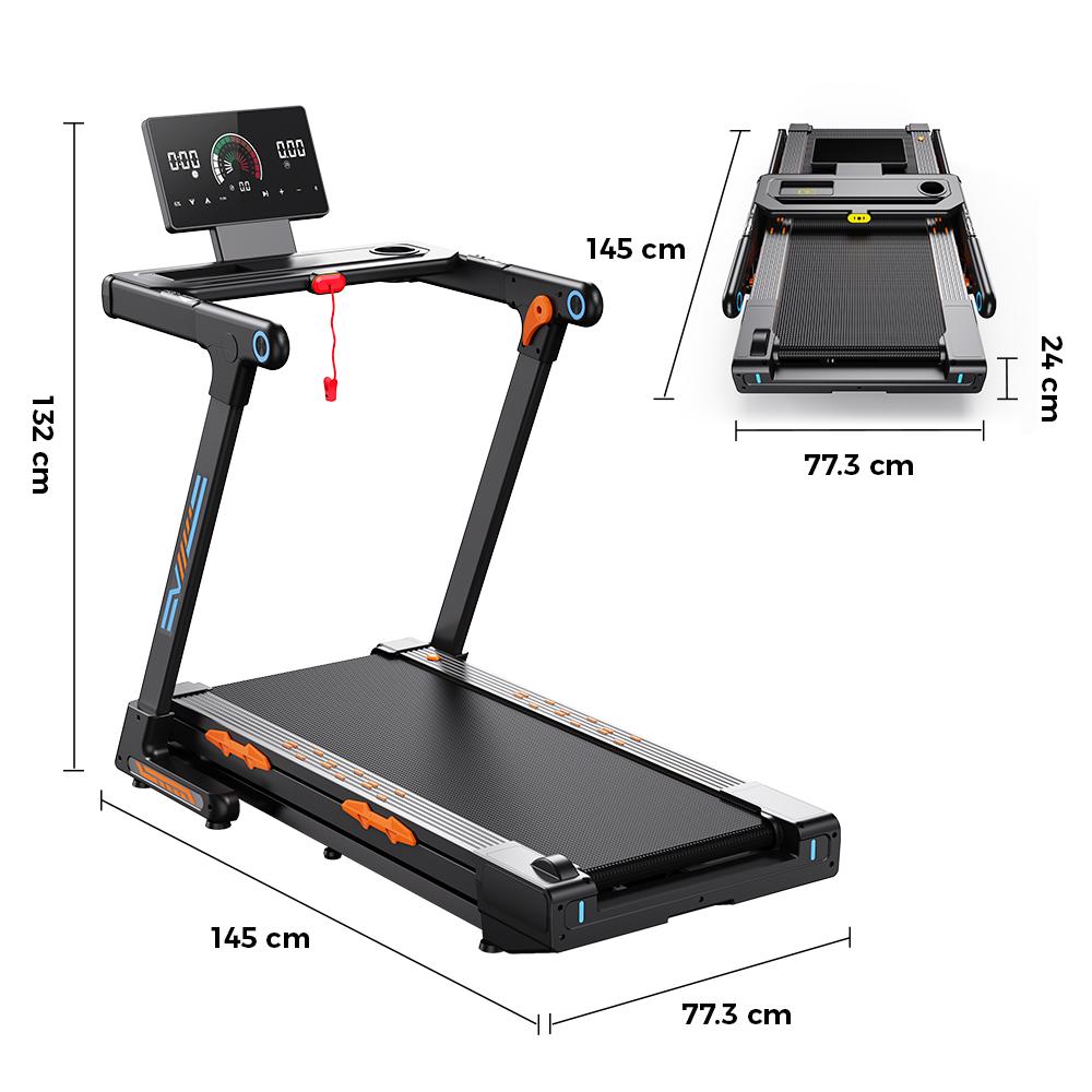 Formill FT71 Incline Treadmill | Black and Orange, 1.25-4.0 HP Max Power, 1-16 km/h, 24% Automatic Incline, APP