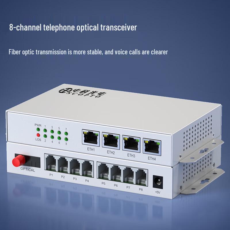 Zhongke Optoelectronics RJ11 Phone & Gigabit Ethernet Fiber Multiplexer
