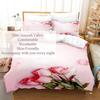 Pink Flower Duvet Cover and Pillowcases Set King Size 220x240 Double Bed Single 3D Queen Bedding Sets Pink Full Twin Quilt Linen
