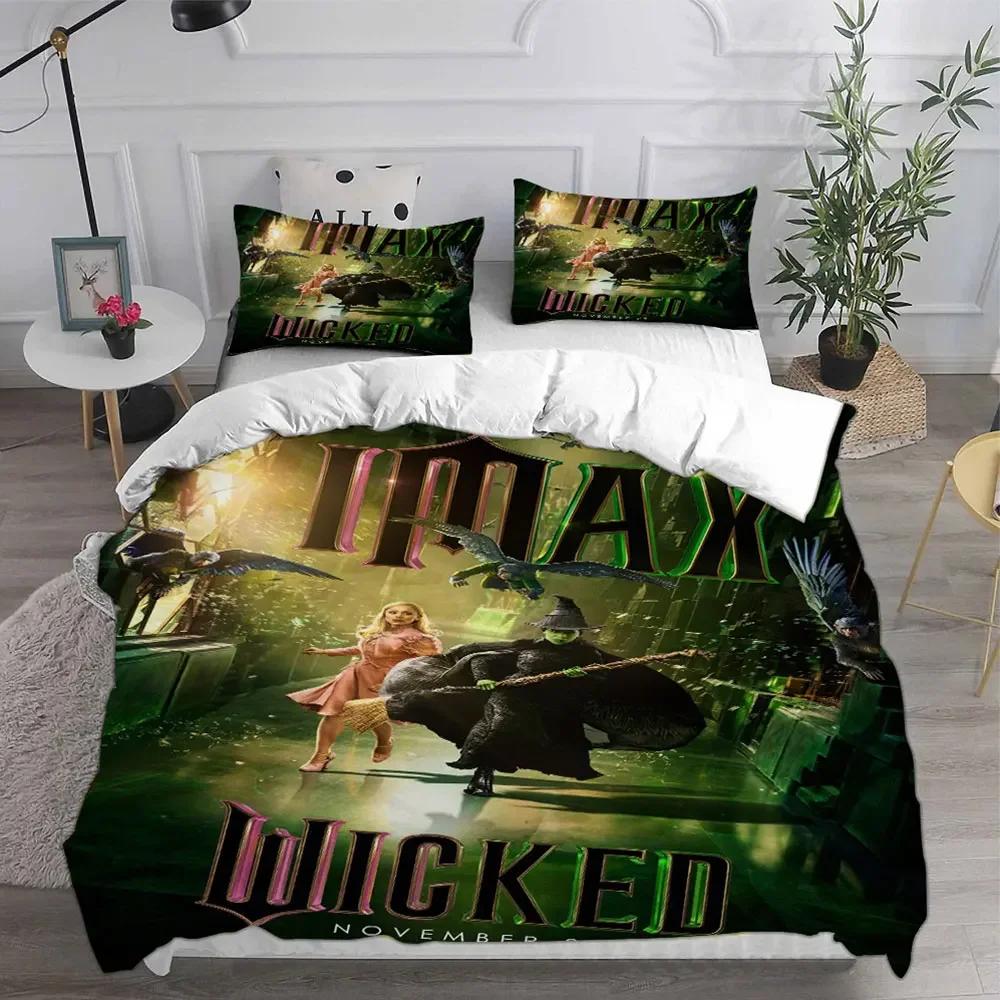 Movie Wicked Witch Bedding Sets 3D Printed Duvet Cover Set No Filler Skin Friendly Princess Witch Birthday Gift Bedroom Decor