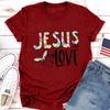 Футболка с принтом Иисуса и любви для женщин, короткий рукав, O-образный вырез, свободная женская футболка, женская футболка, топы, одежда, женские футболки