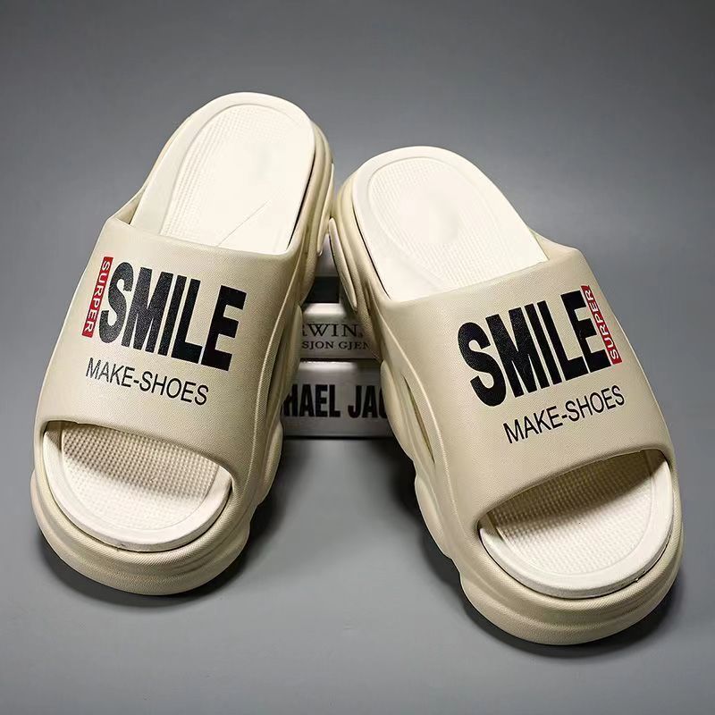 Модные мужские тапочки Модные тапочки для ванной Комфортная домашняя обувь С открытым носком Толстая мягкая подошва Дышащие Плоская платформа Комнатные тапочки