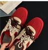 Sports Shoes Casual Outdoor Round Toe Flat Sneakers For Women Lace-up Solied Color Sewing Leisure Comfortable Female Cool Shoes