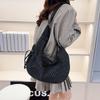 Women's 2025 Korean Style Plaid Canvas Bag - Large Capacity Shoulder & Crossbody Dumpling Bag