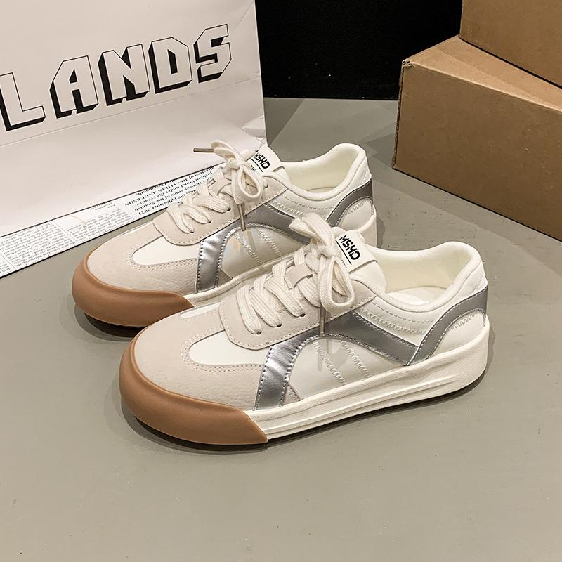 Красные ретро цветные платформы немецкие тренировочные туфли женские 2025 новые с круглым носком на шнуровке нескользящие спортивные и повседневные кеды