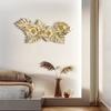 Nordic Luxury Wall Hanging Turtleback Leaf Flower Metal Iron Подвеска Hollow Flower Gold Leaf Background Living Room Home Decor