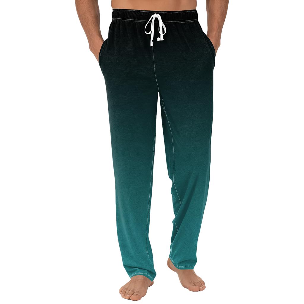 Men's Plain Knit Solid Pocket Casual Pants Home Pajama Pants