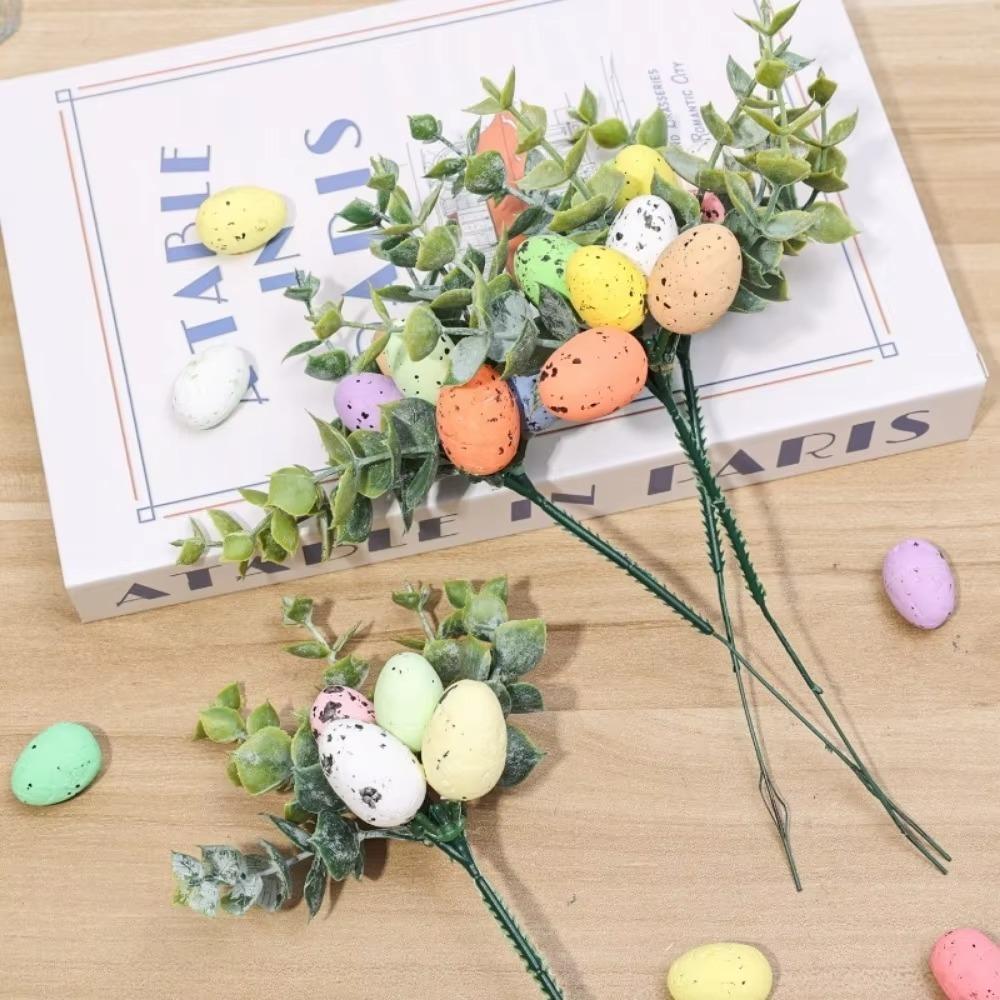 1/5/10PCS Happy Easter Artificial Egg Flower Branch Bird Eggs Fake Plant  Easter Home Party Supplies