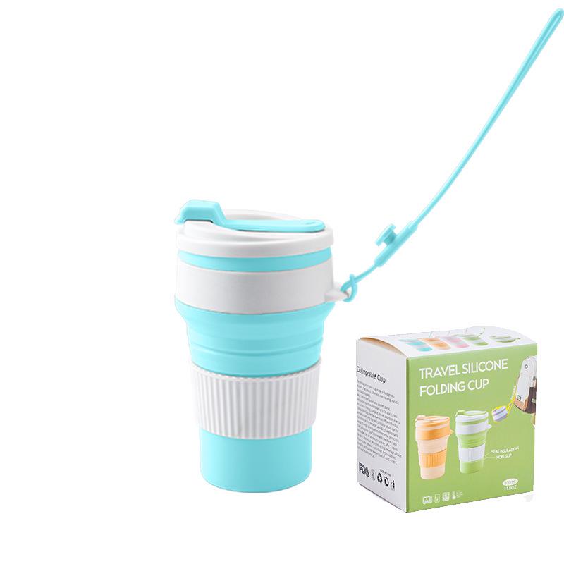 350 мл Портативная силиконовая складная чашка – Прочная, термостойкая, с альпинистской веревкой для путешествий на открытом воздухе и домашнего использования