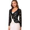 Lace Bolero for Women Tie Front Ruffle Hem Cardigan Long Sleeve Cover Up Jacket Formal Office Sheer Crop Shrug