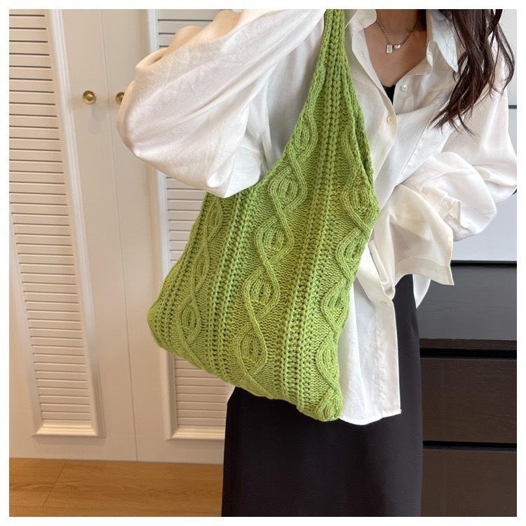 Vintage Knit Bag Hand-woven Tote Bag All-in-one Shoulder Bag Women's Tote Bag Shopping Bag