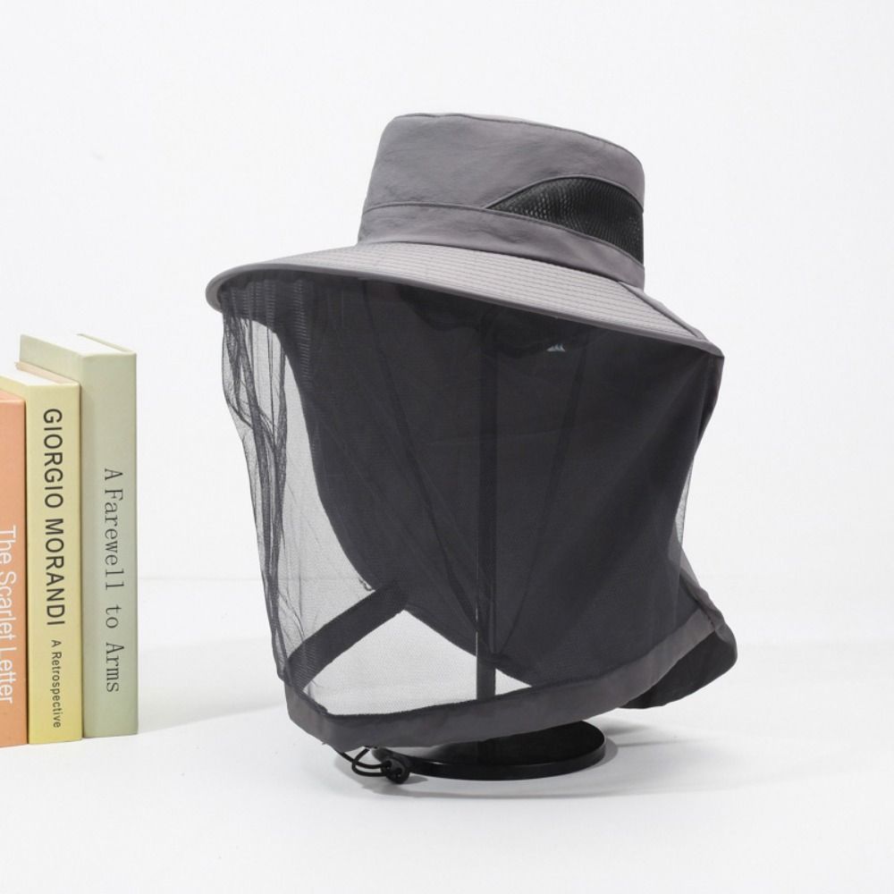 Foldable Net Cover Fisherman Hat Wide Brim Sun Protection Hat Breathable Bee Mosquito Hat Fishing