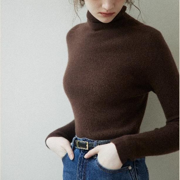 Женский джемпер, однотонный, водолазка, вязаный свитер с длинным рукавом, теплый вязаный пуловер, джемпер