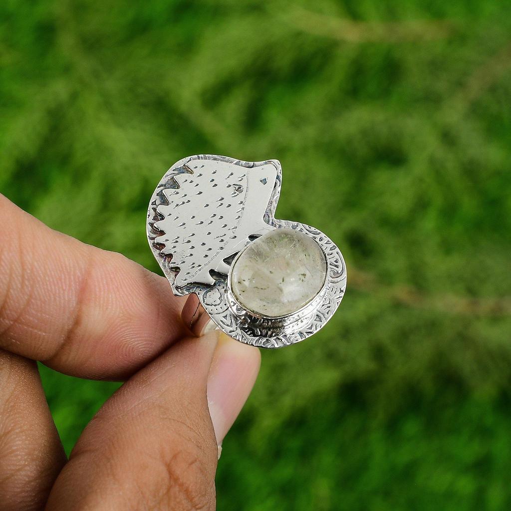 Thanks Giving Day Sale Sterling Silver Round Moonstone Stone Solitaire Boho Ring